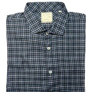Billy Reid Blue and Black Plaid Casual Button Down Shirt